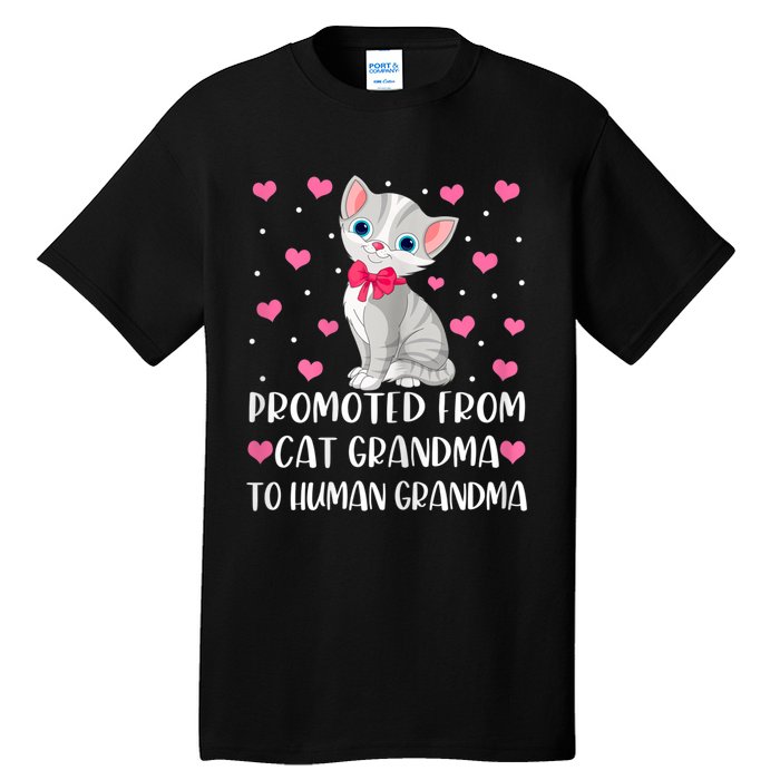 Womens Promoted From Cat Grandma To Human Grandma Funny Cat Tall T-Shirt