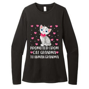 Womens Promoted From Cat Grandma To Human Grandma Funny Cat Womens CVC Long Sleeve Shirt