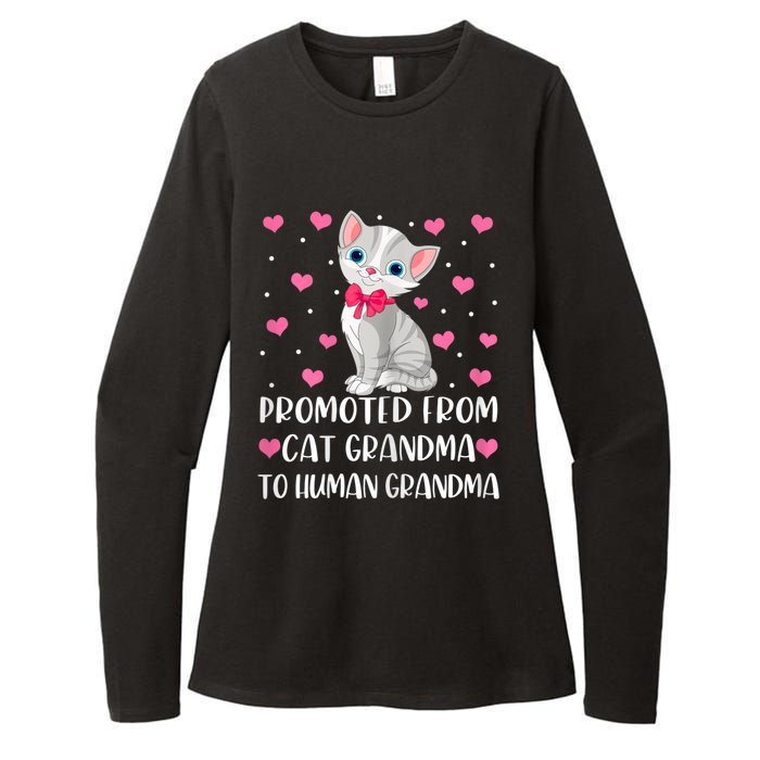 Womens Promoted From Cat Grandma To Human Grandma Funny Cat Womens CVC Long Sleeve Shirt