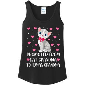 Womens Promoted From Cat Grandma To Human Grandma Funny Cat Ladies Essential Tank