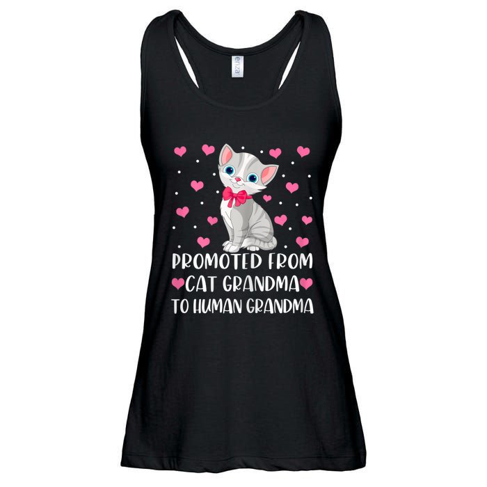 Womens Promoted From Cat Grandma To Human Grandma Funny Cat Ladies Essential Flowy Tank