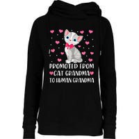 Womens Promoted From Cat Grandma To Human Grandma Funny Cat Womens Funnel Neck Pullover Hood