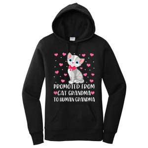 Womens Promoted From Cat Grandma To Human Grandma Funny Cat Women's Pullover Hoodie