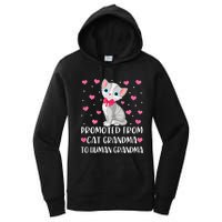 Womens Promoted From Cat Grandma To Human Grandma Funny Cat Women's Pullover Hoodie