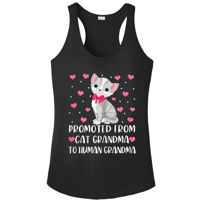 Womens Promoted From Cat Grandma To Human Grandma Funny Cat Ladies PosiCharge Competitor Racerback Tank