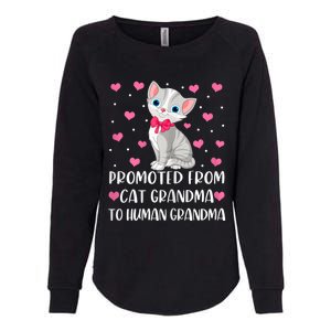 Womens Promoted From Cat Grandma To Human Grandma Funny Cat Womens California Wash Sweatshirt