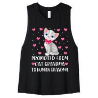 Womens Promoted From Cat Grandma To Human Grandma Funny Cat Women's Racerback Cropped Tank