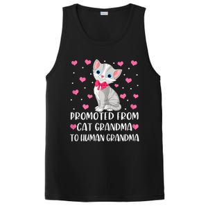 Womens Promoted From Cat Grandma To Human Grandma Funny Cat PosiCharge Competitor Tank