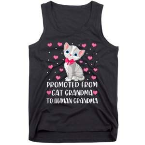 Womens Promoted From Cat Grandma To Human Grandma Funny Cat Tank Top