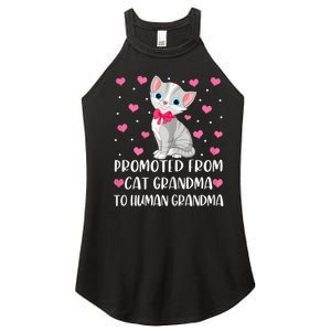 Womens Promoted From Cat Grandma To Human Grandma Funny Cat Women's Perfect Tri Rocker Tank