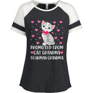 Womens Promoted From Cat Grandma To Human Grandma Funny Cat Enza Ladies Jersey Colorblock Tee