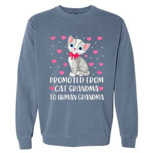 Womens Promoted From Cat Grandma To Human Grandma Funny Cat Garment-Dyed Sweatshirt