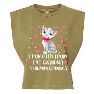 Womens Promoted From Cat Grandma To Human Grandma Funny Cat Garment-Dyed Women's Muscle Tee