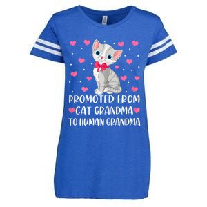 Womens Promoted From Cat Grandma To Human Grandma Funny Cat Enza Ladies Jersey Football T-Shirt