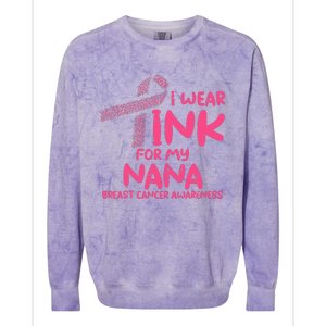 Wear Pink For My Nana Breast Cancer Awareness Grandma Colorblast Crewneck Sweatshirt