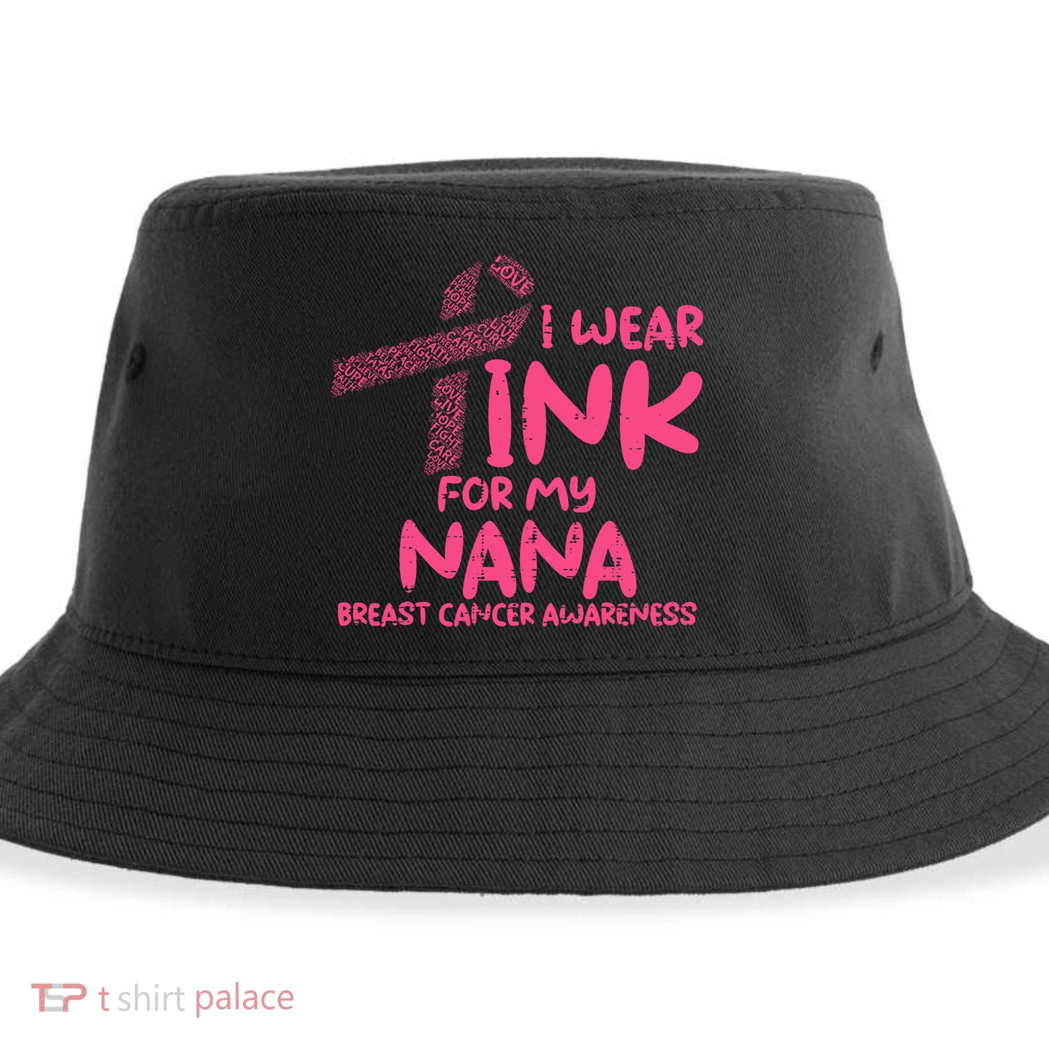 Wear Pink For My Nana Breast Cancer Awareness Grandma Sustainable Bucket Hat