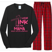 Wear Pink For My Nana Breast Cancer Awareness Grandma Long Sleeve Pajama Set