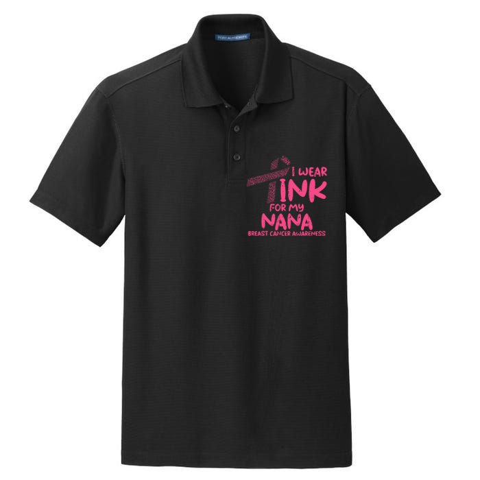 Wear Pink For My Nana Breast Cancer Awareness Grandma Dry Zone Grid Polo