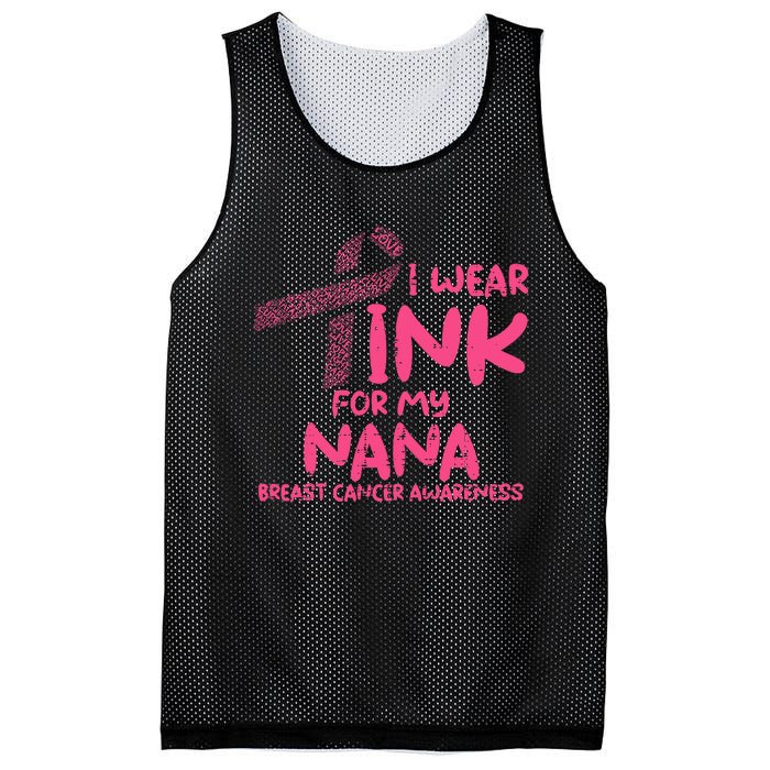 Wear Pink For My Nana Breast Cancer Awareness Grandma Mesh Reversible Basketball Jersey Tank