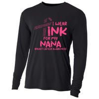 Wear Pink For My Nana Breast Cancer Awareness Grandma Cooling Performance Long Sleeve Crew