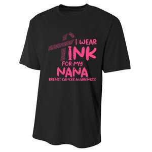 Wear Pink For My Nana Breast Cancer Awareness Grandma Performance Sprint T-Shirt