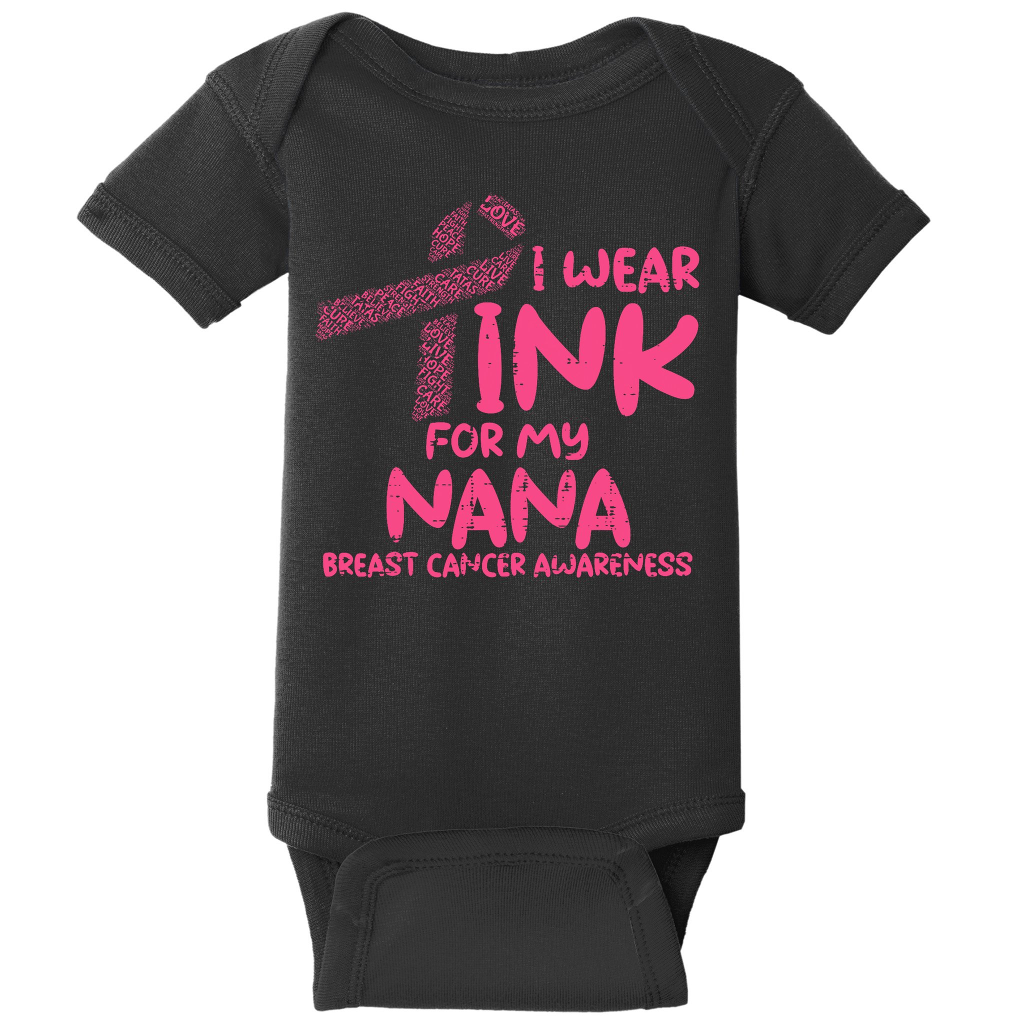 Wear Pink For My Nana Breast Cancer Awareness Grandma Baby Bodysuit