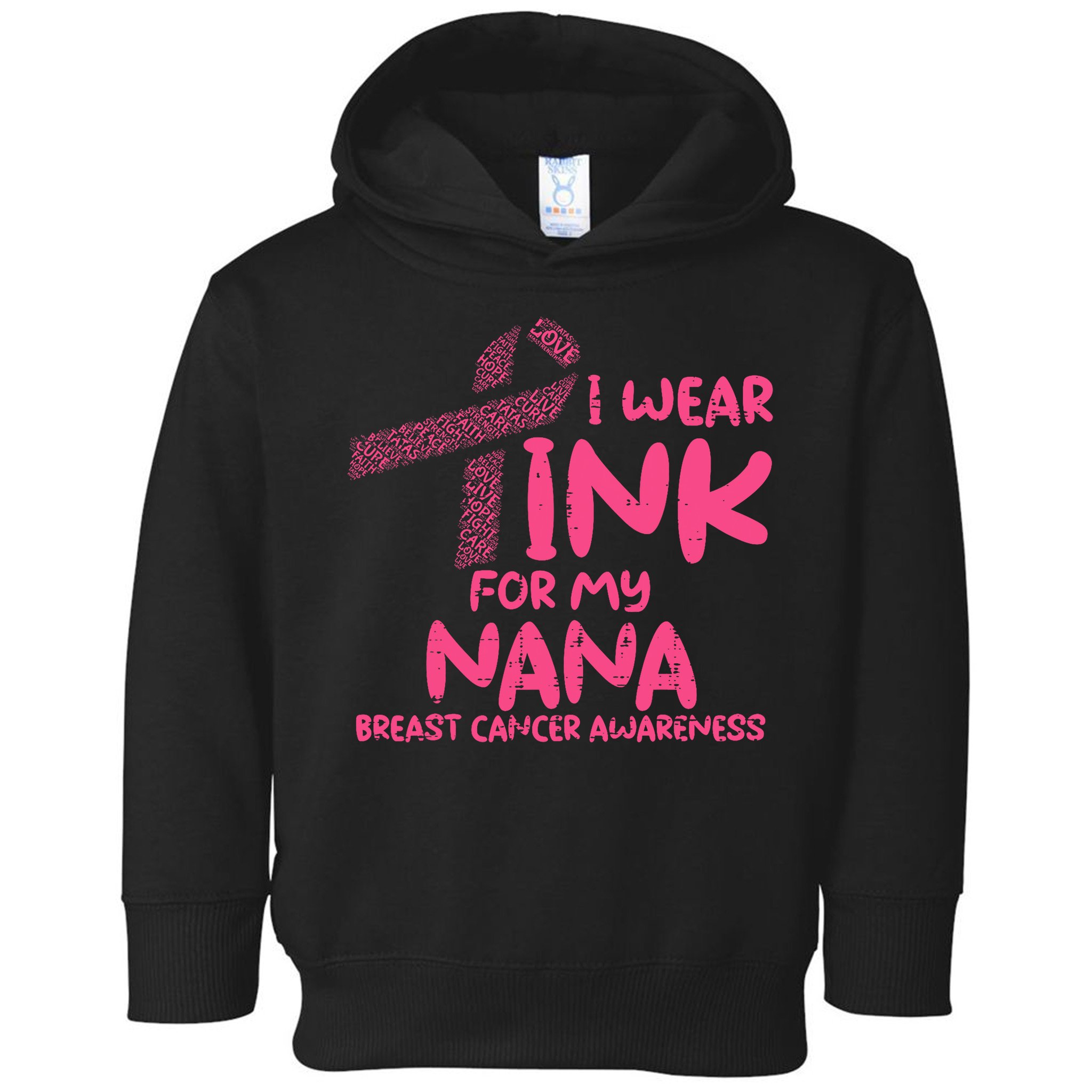 Wear Pink For My Nana Breast Cancer Awareness Grandma Toddler Hoodie