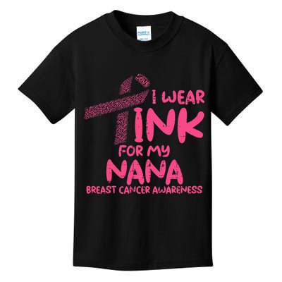Wear Pink For My Nana Breast Cancer Awareness Grandma Kids T-Shirt