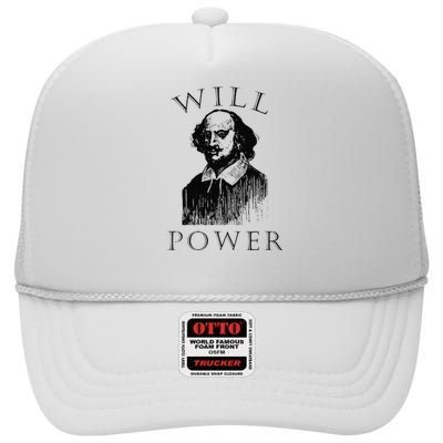 Will Power Funny William Shakespeare Book Librarian High Crown Mesh Back Trucker Hat