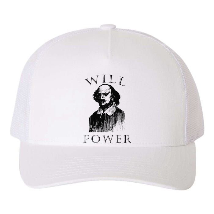 Will Power Funny William Shakespeare Book Librarian Yupoong Adult 5-Panel Trucker Hat