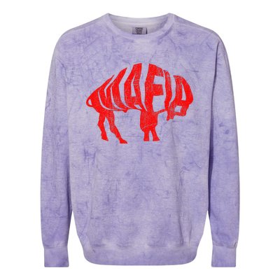 Wny Pride Faded Red Buffalo Colorblast Crewneck Sweatshirt