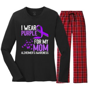 Wear Purple For My Mom Alzheimer´s Awareness Women's Long Sleeve Flannel Pajama Set 