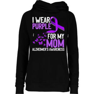 Wear Purple For My Mom Alzheimer´s Awareness Womens Funnel Neck Pullover Hood