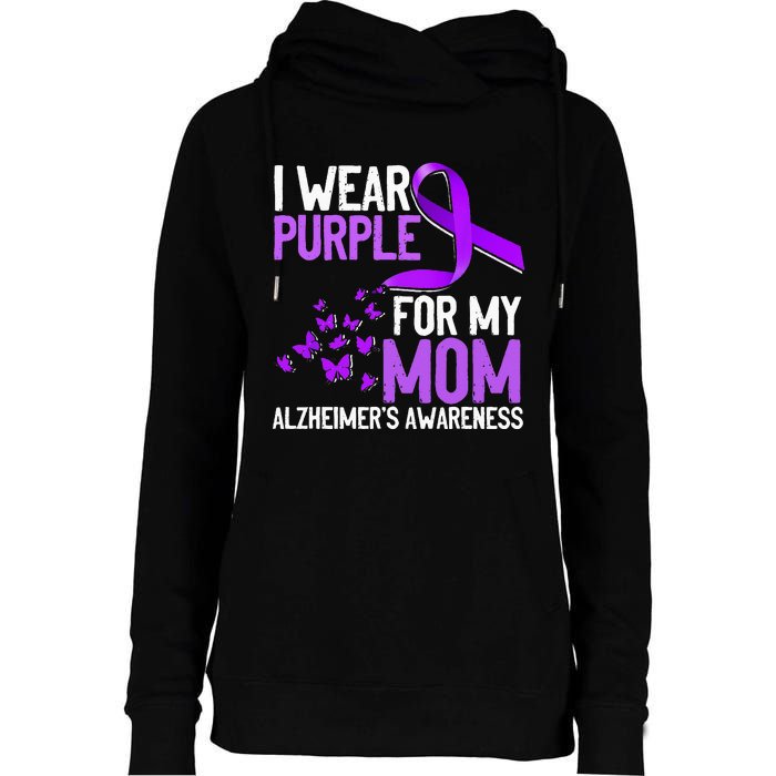 Wear Purple For My Mom Alzheimer´s Awareness Womens Funnel Neck Pullover Hood