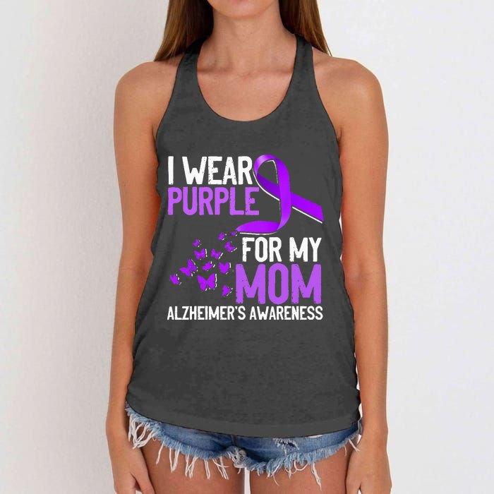 Wear Purple For My Mom Alzheimer´s Awareness Women's Knotted Racerback Tank