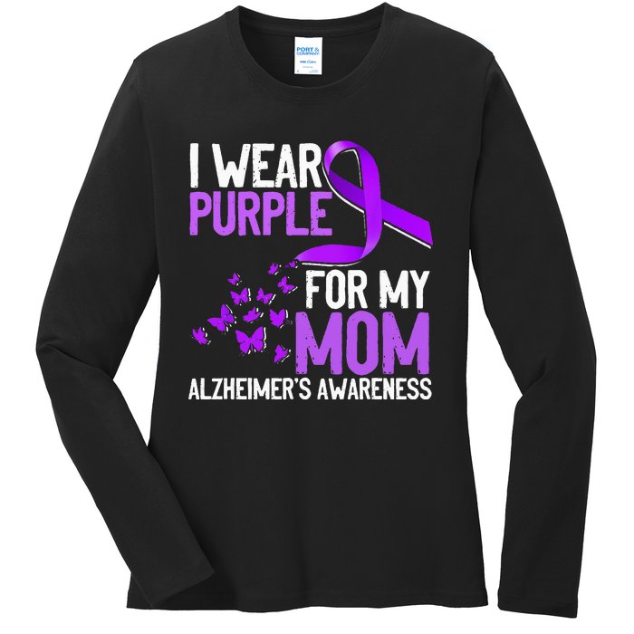 Wear Purple For My Mom Alzheimer´s Awareness Ladies Long Sleeve Shirt