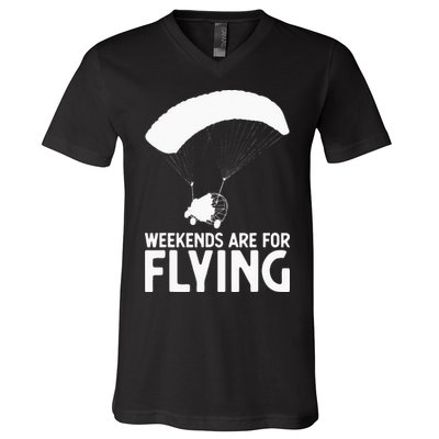 Weekends PPC Flying Powered Parachute V-Neck T-Shirt
