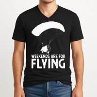 Weekends PPC Flying Powered Parachute V-Neck T-Shirt