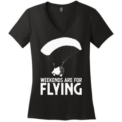 Weekends PPC Flying Powered Parachute Women's V-Neck T-Shirt