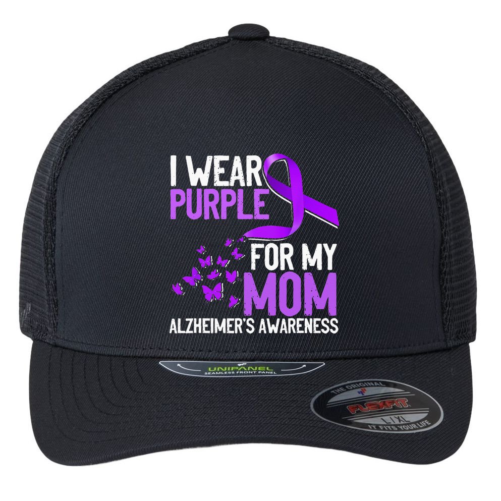 Wear Purple For My Mom Alzheimer´s Awareness Flexfit Unipanel Trucker Cap