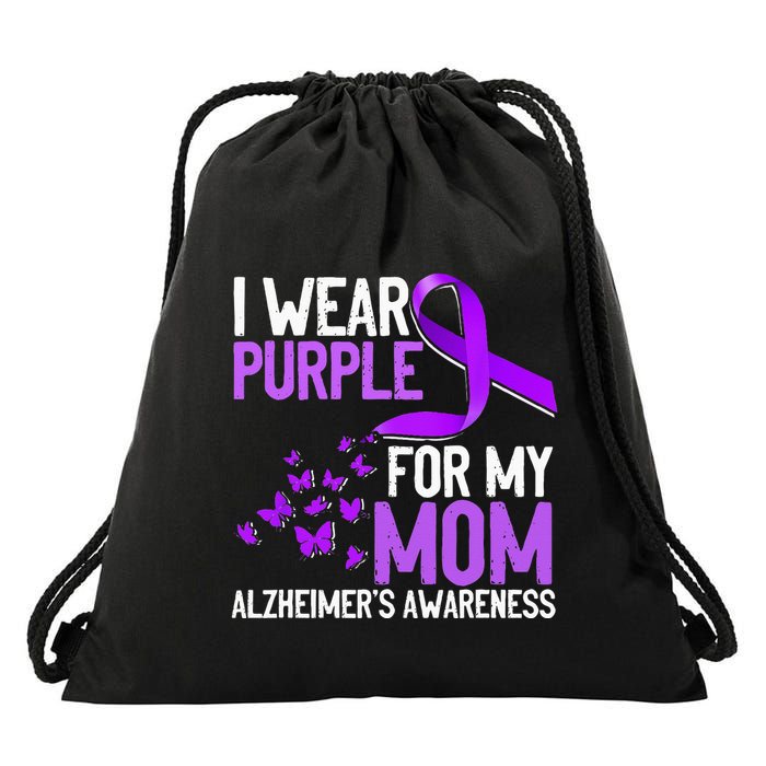 Wear Purple For My Mom Alzheimer´s Awareness Drawstring Bag