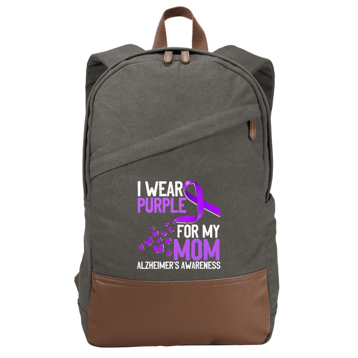 Wear Purple For My Mom Alzheimer´s Awareness Cotton Canvas Backpack