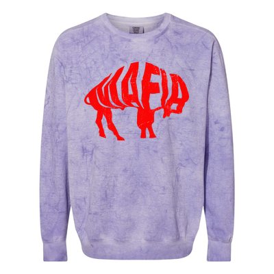 Wny Pride Faded Red Buffalo Colorblast Crewneck Sweatshirt