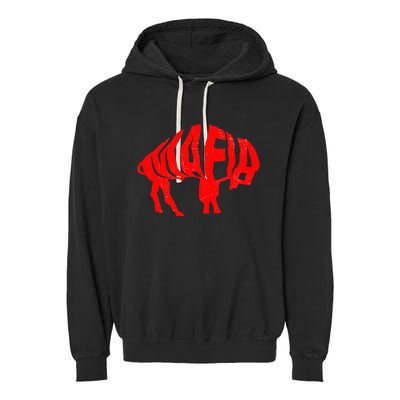 Wny Pride Faded Red Buffalo Garment-Dyed Fleece Hoodie