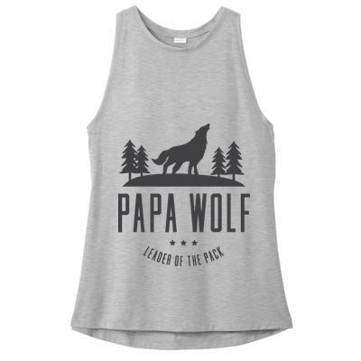 Wolf Pack Family - Dad Papa Wolf Ladies PosiCharge Tri-Blend Wicking Tank