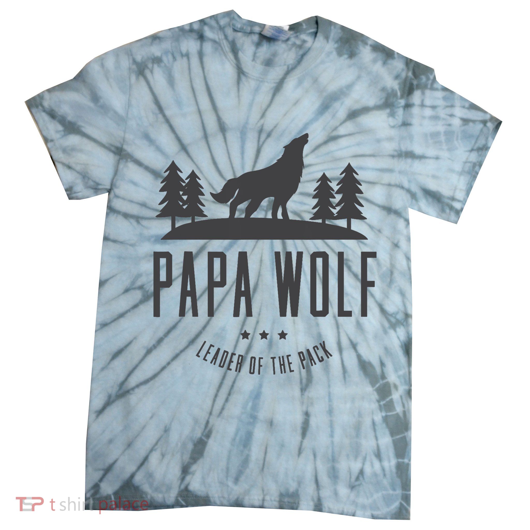 Wolf Pack Family - Dad Papa Wolf Tie-Dye T-Shirt