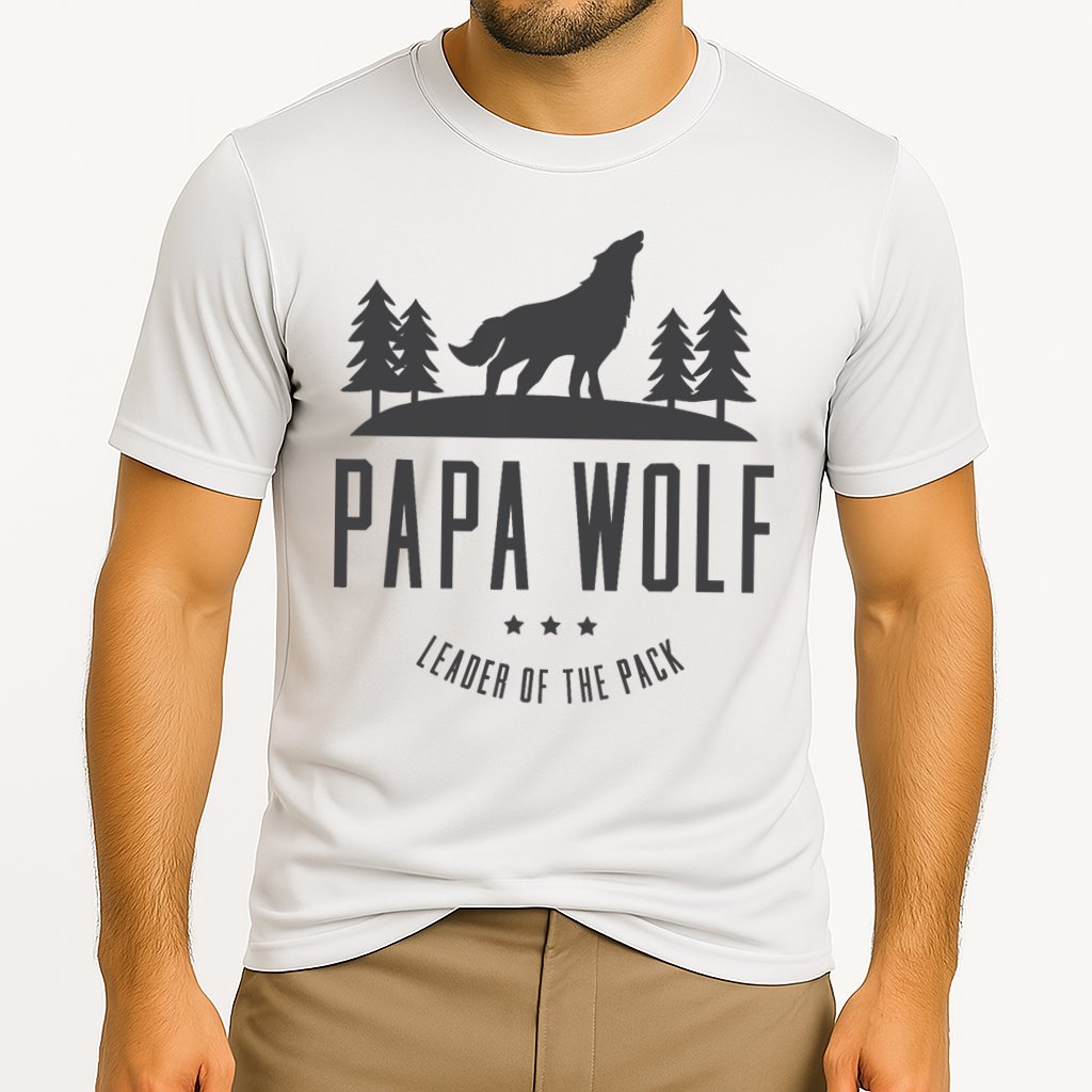 Wolf Pack Family - Dad Papa Wolf Cooling Performance Crew T-Shirt