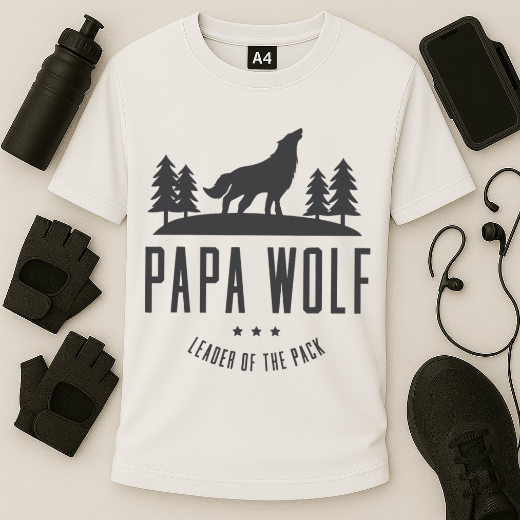 Wolf Pack Family - Dad Papa Wolf Cooling Performance Crew T-Shirt