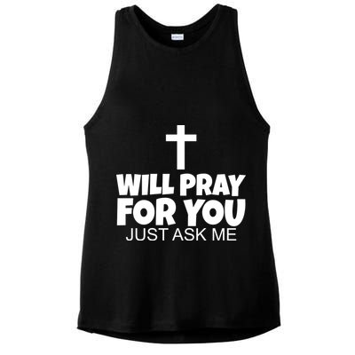 Will Pray For You Just Ask Me Christian Healing Ladies PosiCharge Tri-Blend Wicking Tank