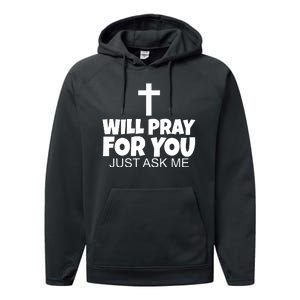 Will Pray For You Just Ask Me Christian Healing Performance Fleece Hoodie